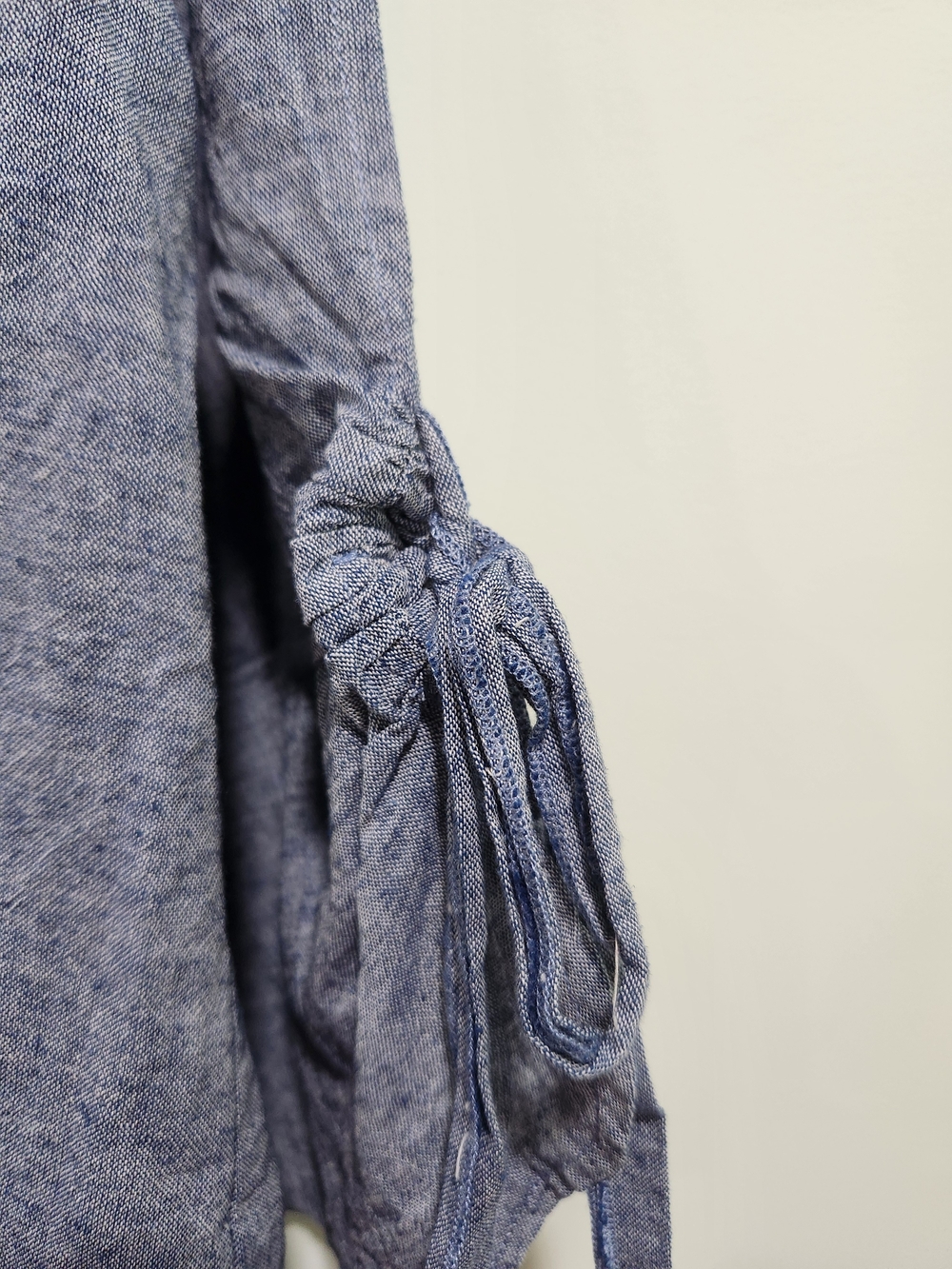 Relaxed V-Neck Button-Front Blouse in Light Blue - Picture 3 of 7